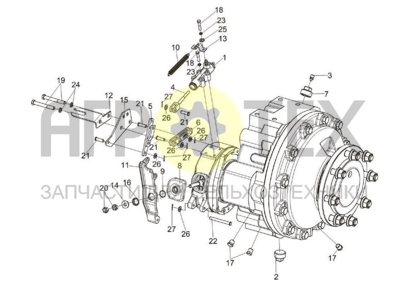 Редуктор бортовой (правый) (КЗК-12-0107200-04) (№114 на схеме)